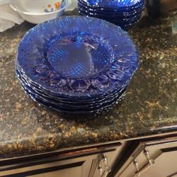 10 Vintage  Royal Shaphire Blue Plates.