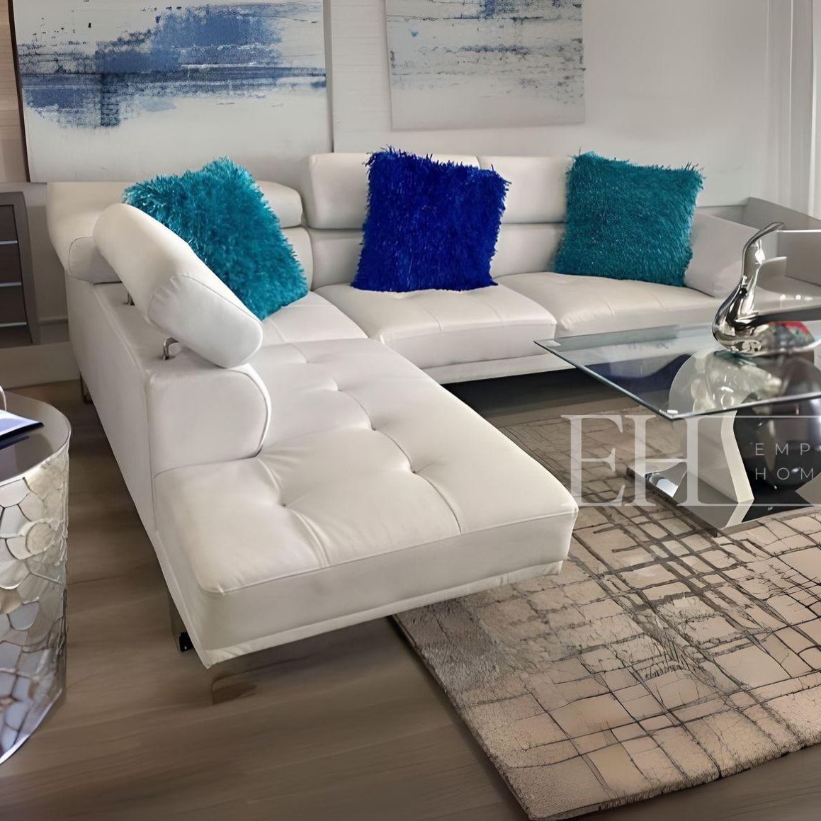 White Modern Adjustable Headrest Sofa Sectional 🔥buy Now Pay Later 