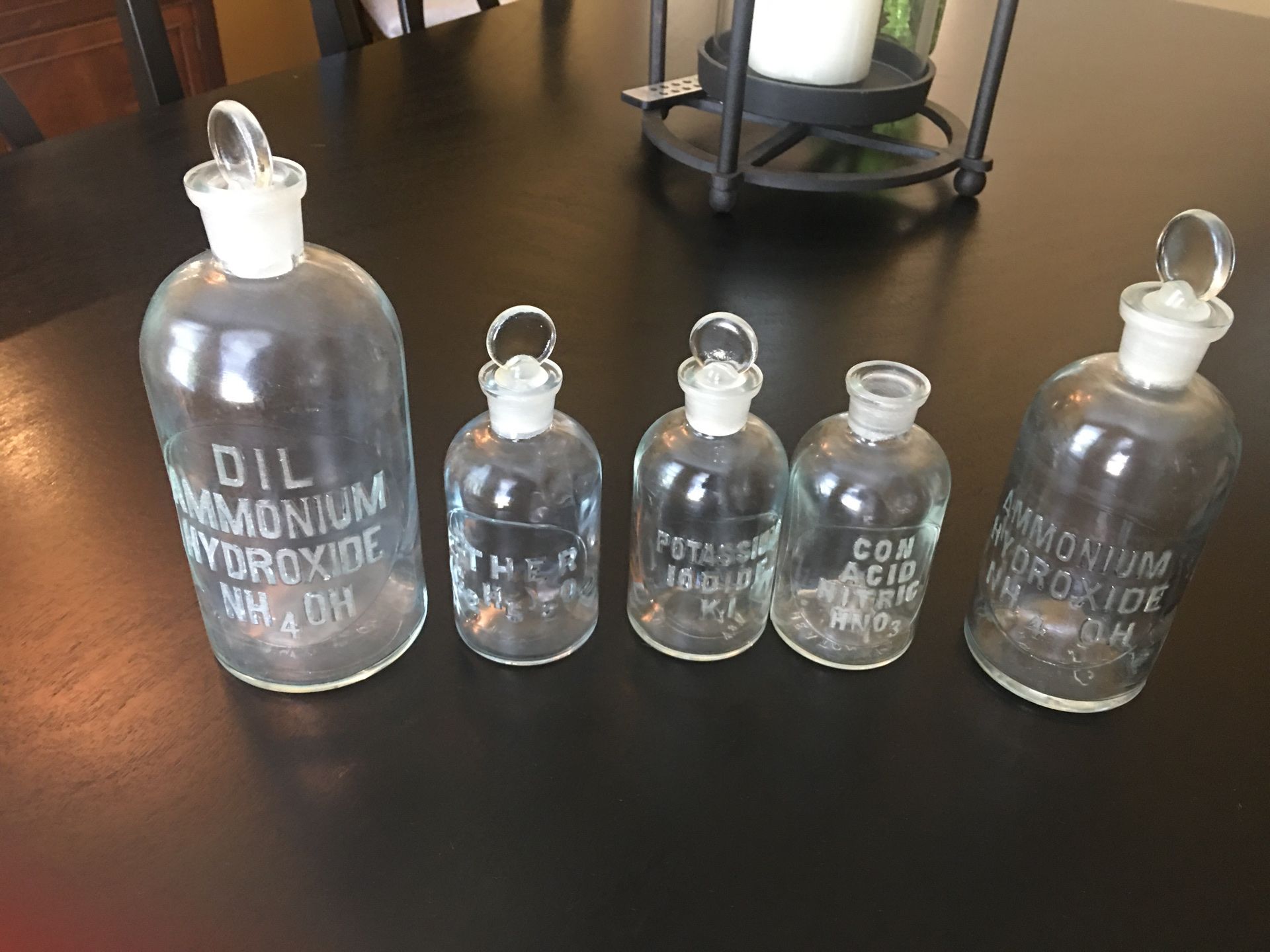 Antique Glass chemistry bottles