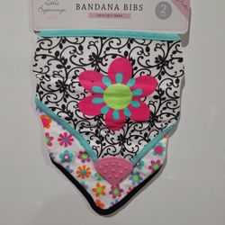 2 Pk Bandana Bibs With Attached Chewy Teether 