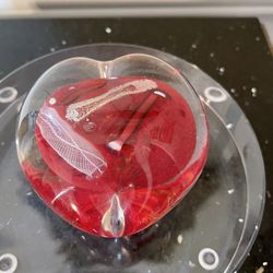 Heart Shaped Glass Paperweight 