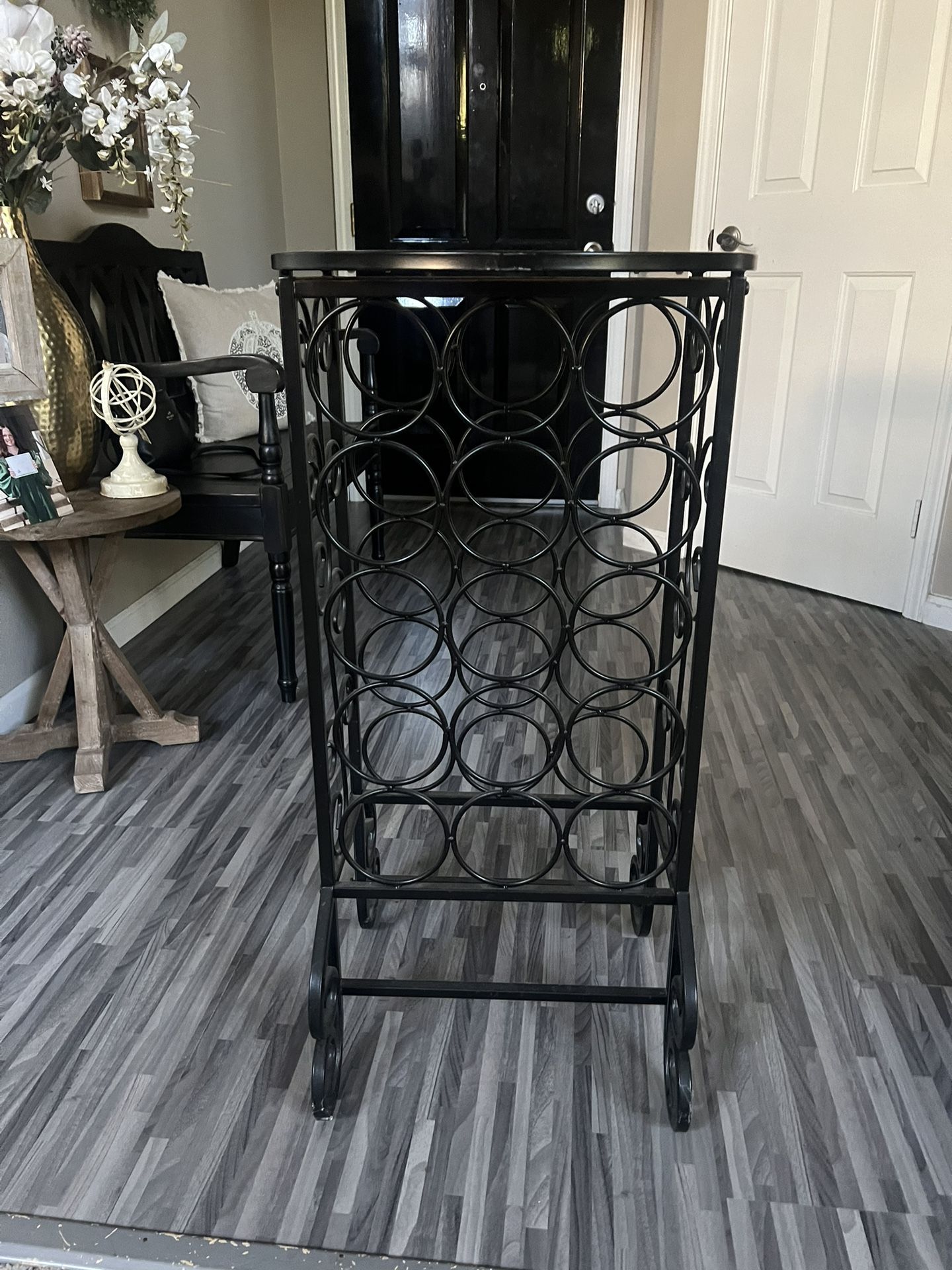 Wine Rack Stand With Glass Top