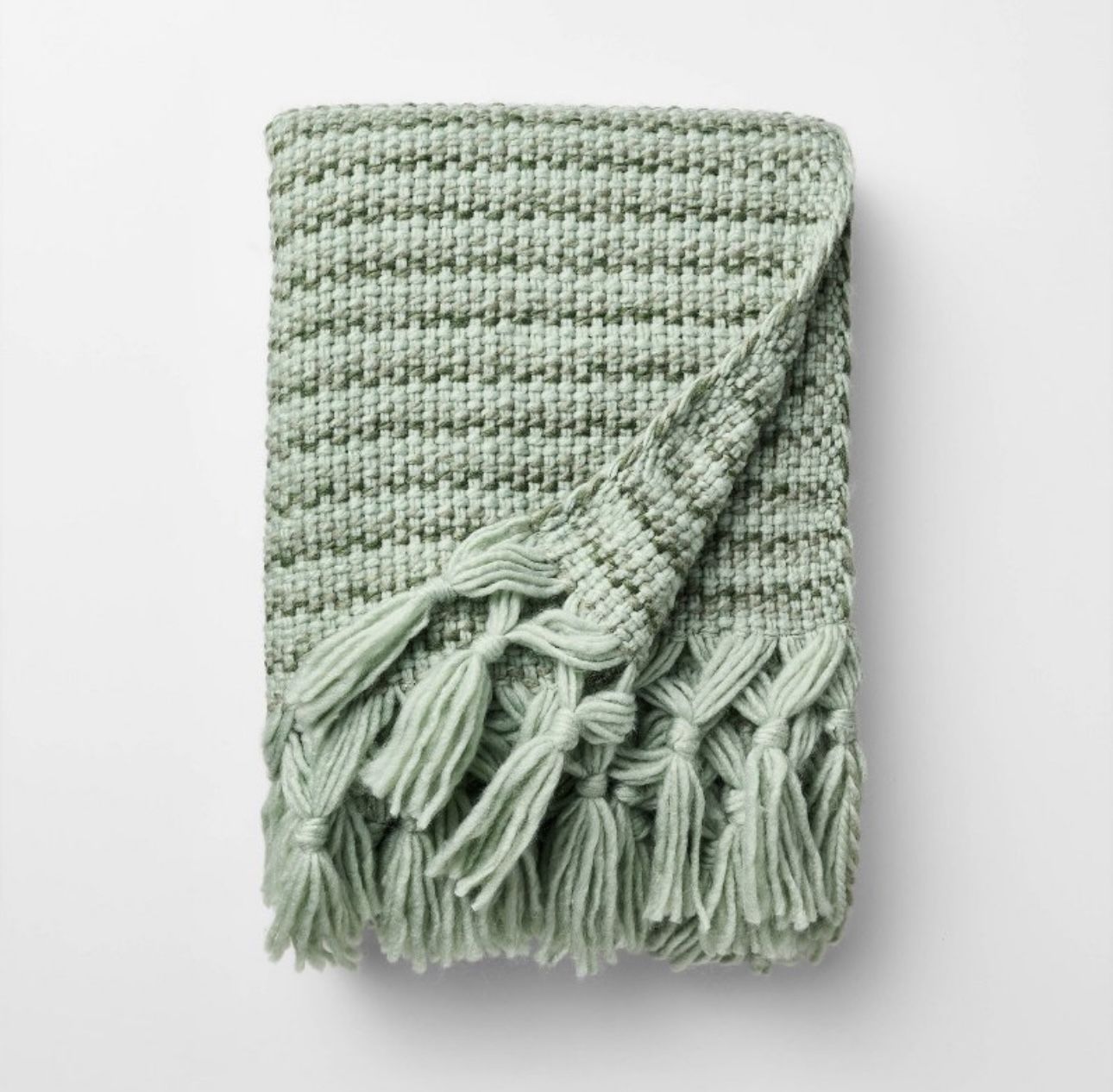 Threshold Green Woven Yarn Blanket