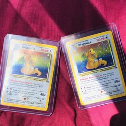 2 Dragonite Pokemon Cards Holo Clean 1999 Fossil