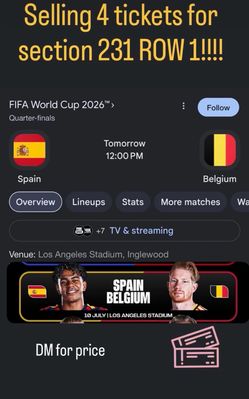 FIFA TIX SPAIN VS BELGIUM