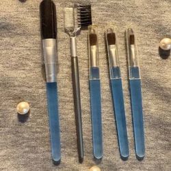 Mini Travel Makeup Brush Set (5) Blue *New