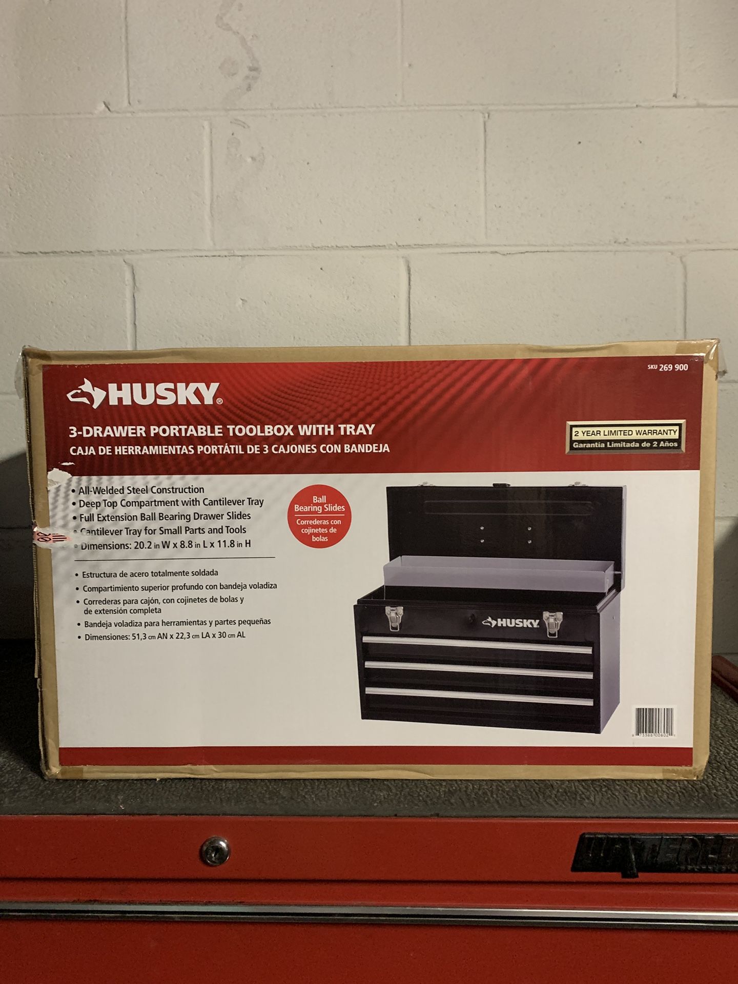 Husky 3 Drawer Portable Toolbox With Tray