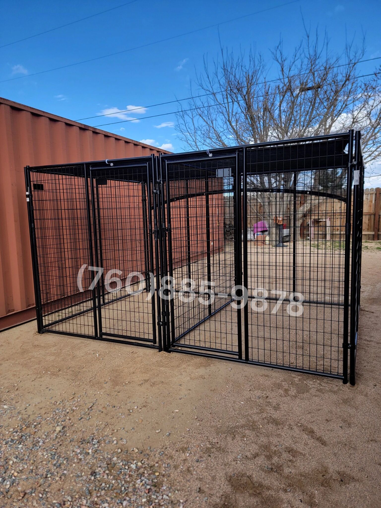 Large Dog Kennel With 2 Stalls, Easy To Assemble Cage, Heavy Duty New! 