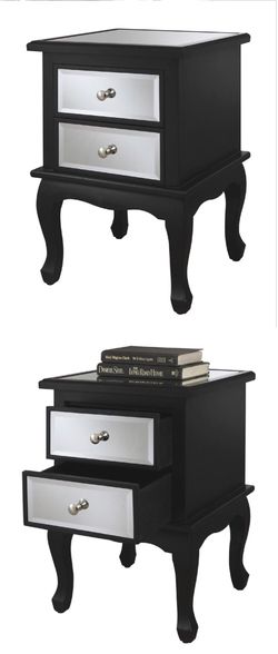 Pretty High Quality Black Mirrored Wooden End Table/Night Stand New