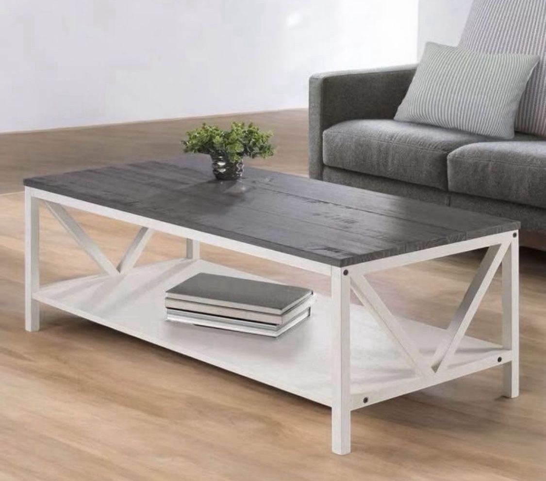 Grey & White Wash Distressed Coffee Table