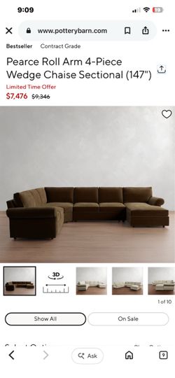 3 piece large brown sectional sofa