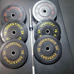 BUMPER PLATES AND BARBELL
