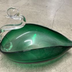 Antique Hand Blown Swan Bowl Dish