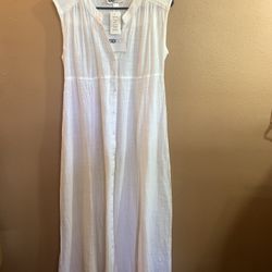 Beach Riot White Sleeveless Button-Down Maxi Dress - S