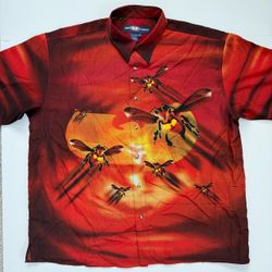 🔴Wu-Wear Shirt Size 4XL Wu-Tang Button Up Rare Red Killa Beez Rza Gza