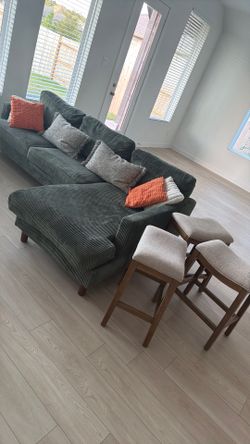 2 Piece sectional and barstools