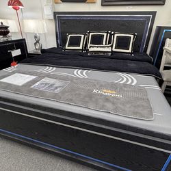 NEW 4pc Black Bedroom Set W/LED Light (Mattress is not Included)
