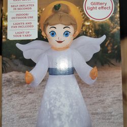 New!! 4ft (4 Ft) Pre-lit (Prelit) Christmas Inflatable Lawn Ornament  - Angel