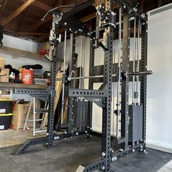 PRO SERIES Ultimate 3-1 Half Rack Functional Trainer w/Smith Machine Bar | 400lb Stack | Gym Equipment | Fitness | Commercial | Squat Rack 
