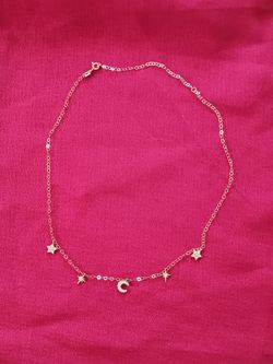 Moon and stars 10k gold necklace 18 in