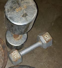 Single 10lb dumbbell and 30lb dumbbell