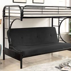Brand New Black Metal Twin Over Futon Bunk Bed (Futon Pad Included)