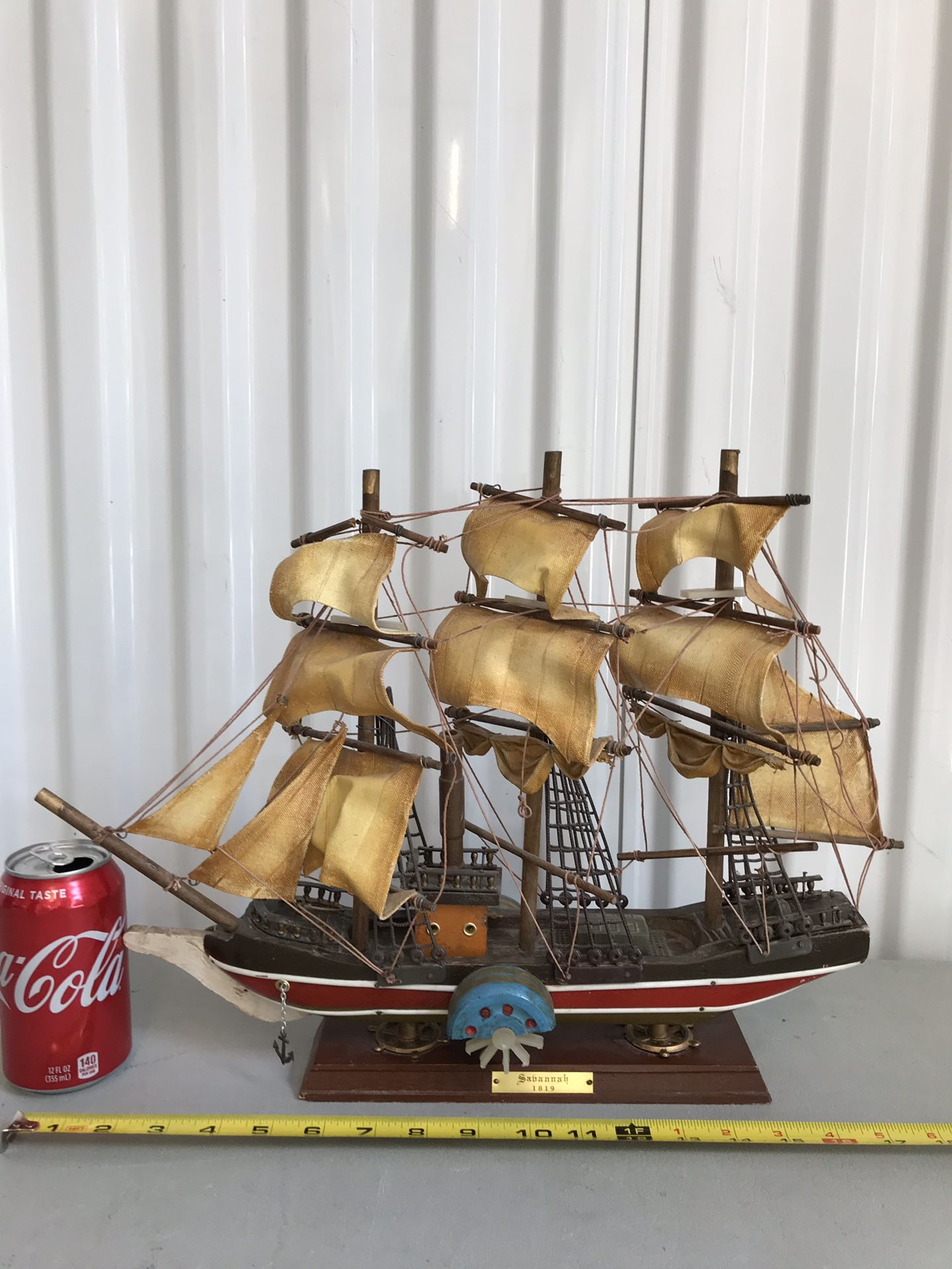 Vintage Wooden Sailboat Savannah 1819 - 18” Long 13.5” Tall 4” Wide