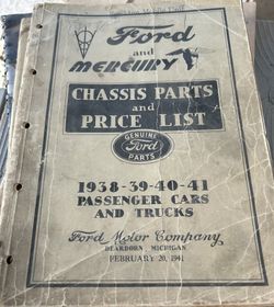 Ford & Mercury Cars & Trucks Chassis Parts & Price List Catalog