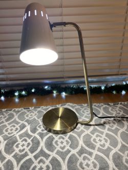 Modern White & Brass Desk Lamp