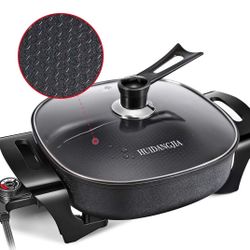 Electric Skillet, Roast, Fry and Steam,Heat Resistant Handles ,12