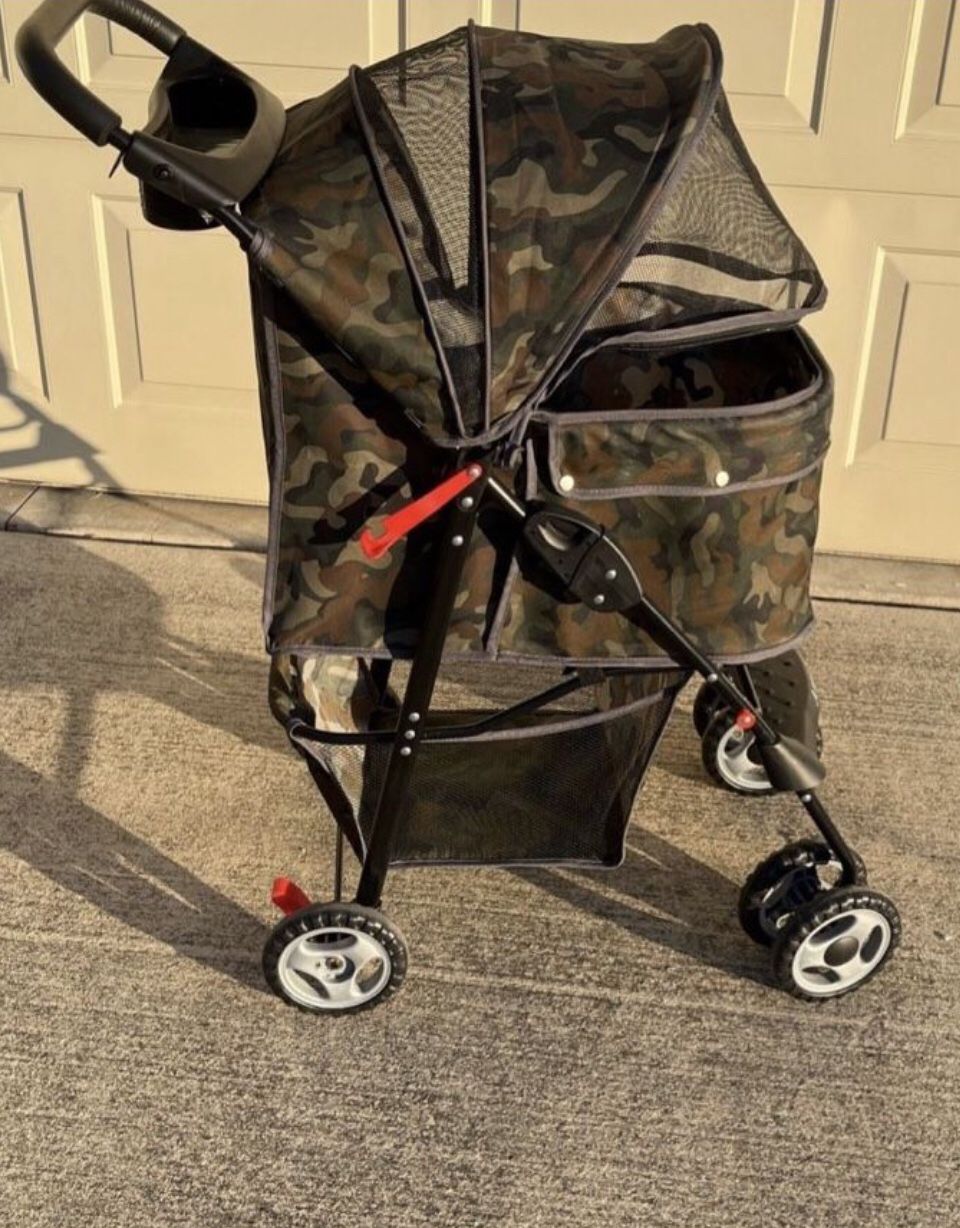 Amoroso Foldable Camouflage Waterproof Portable Pet Stroller Jogger For Dogs Cats 