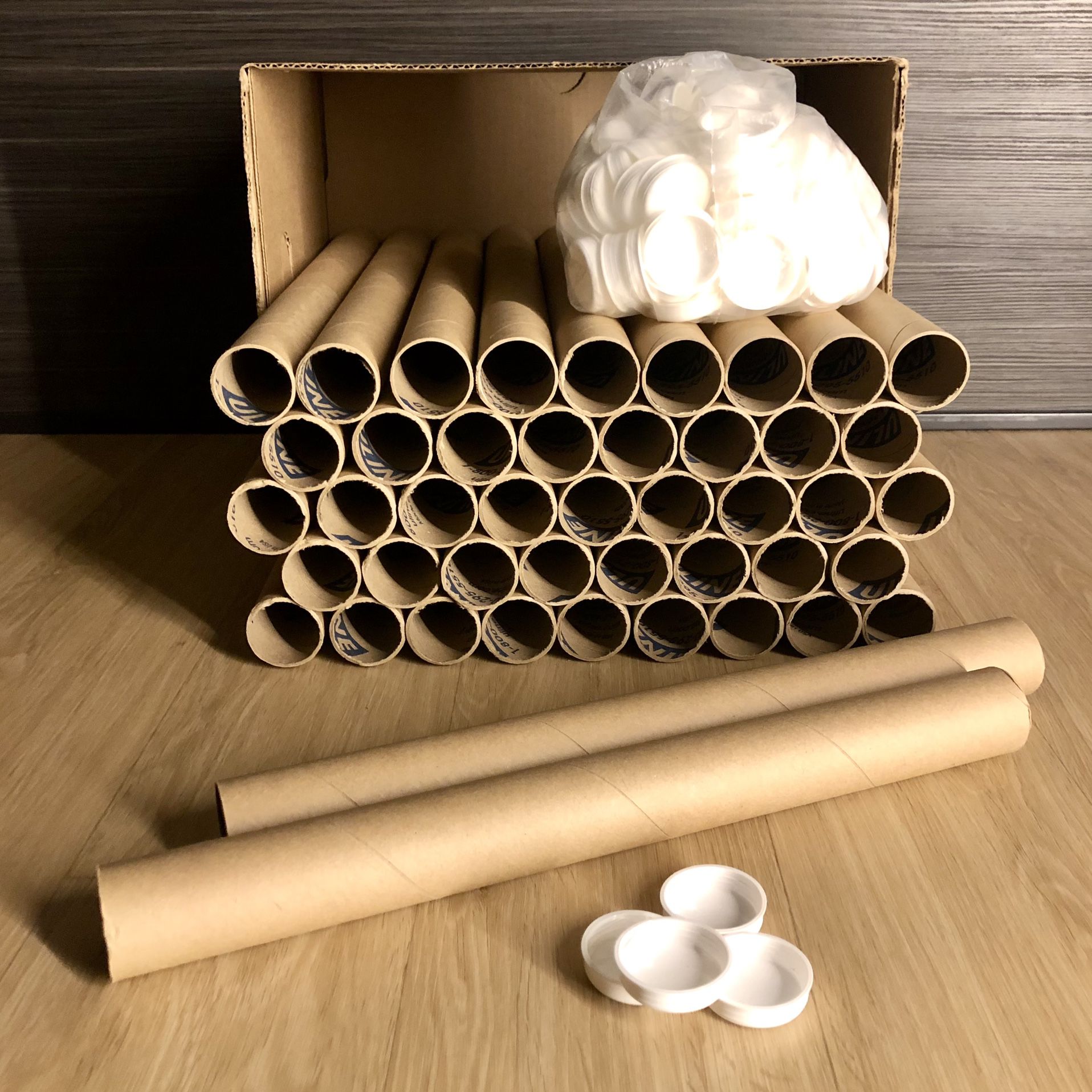 45 NEW Shipping Tubes with Caps, ULINE