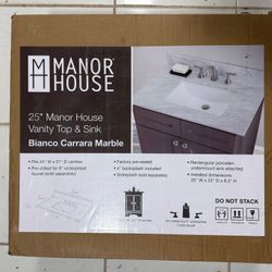 New Manor House 25” Vanity Top Bianco Carrara