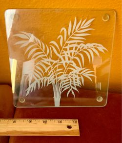 2 TRIVETS, CLEAR GLASS, PALM TREES (25% OFF SALE)