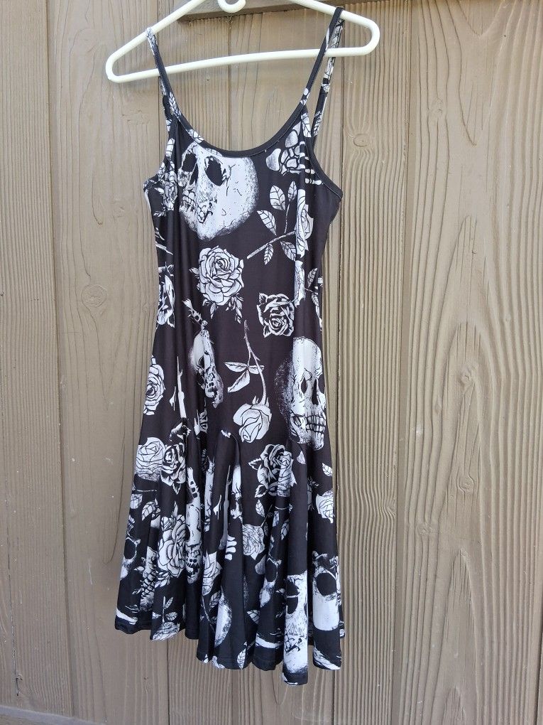 Skull, Spaghetti Strap Dress By Shein,New