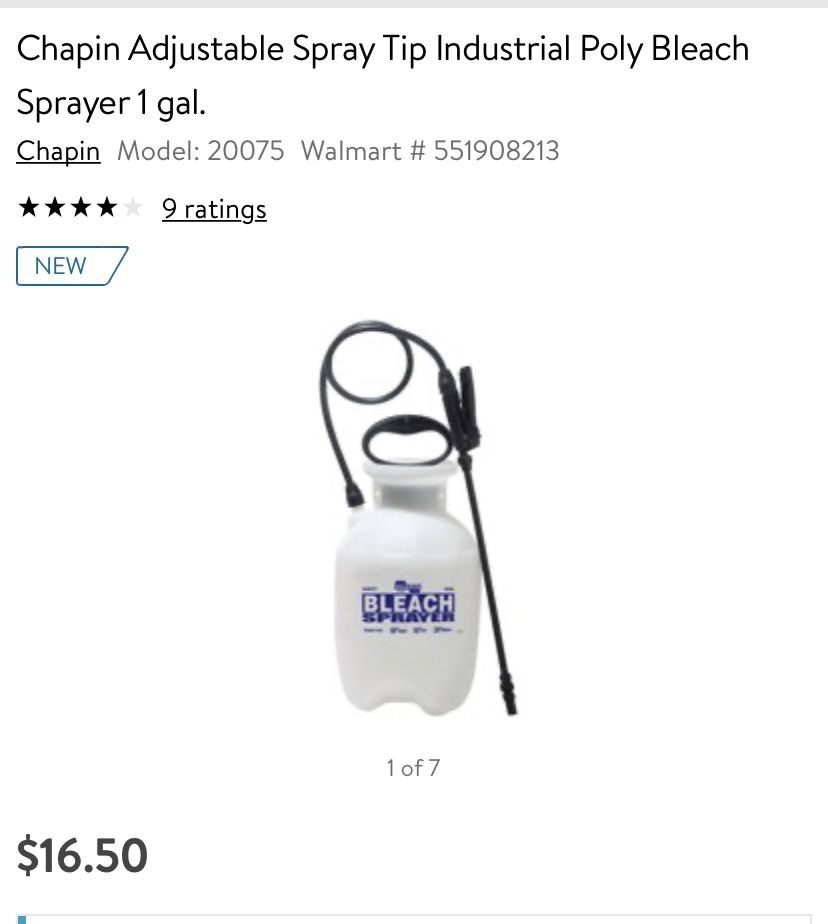 Chapin Adjustable Spray Tip Industrial Poly Bleach Sprayer 1 gal