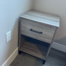 2 Furinno Mid-Century Nightstand Multipurpose End Table Accent Side Table W/Drawer & Open Storage Cube for Bedroom,Living Room,French Oak Grey