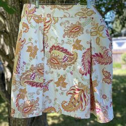 Vintage 90s George ME by Mark Eisen A-Line Skirt Women’s Size 16 - Colorful Paisley Pleated Side Zip Lined