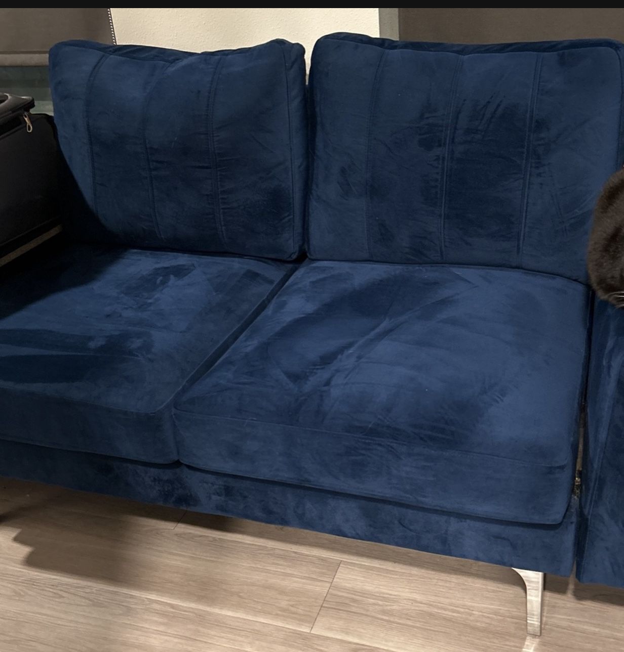 Blue Velvet L Shaped Sectional
