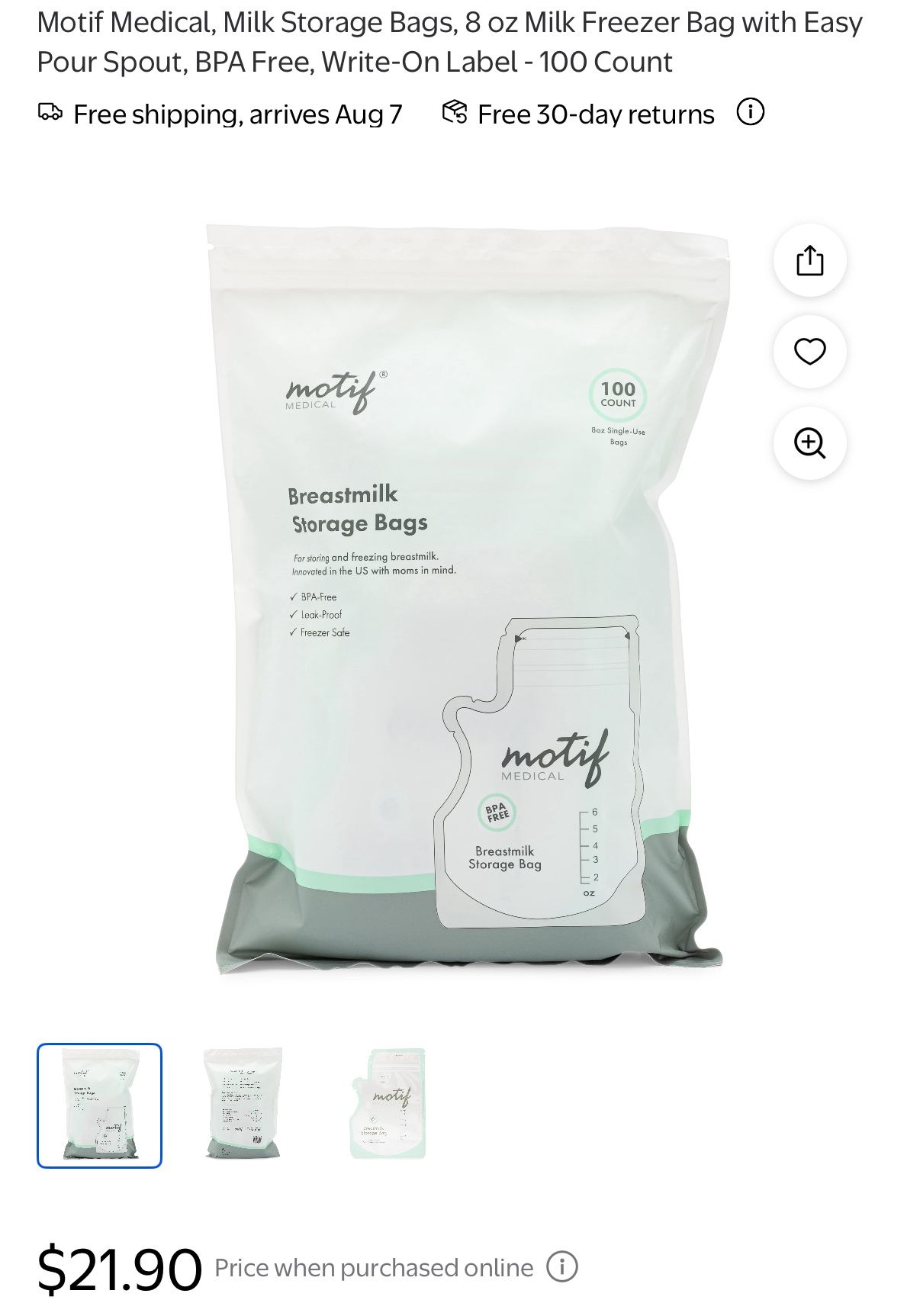 Motif Breast Milk Storage Bags