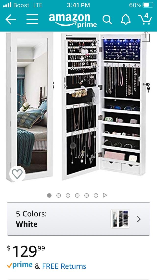 Wall door mounted jewelry armory organizer with mirror