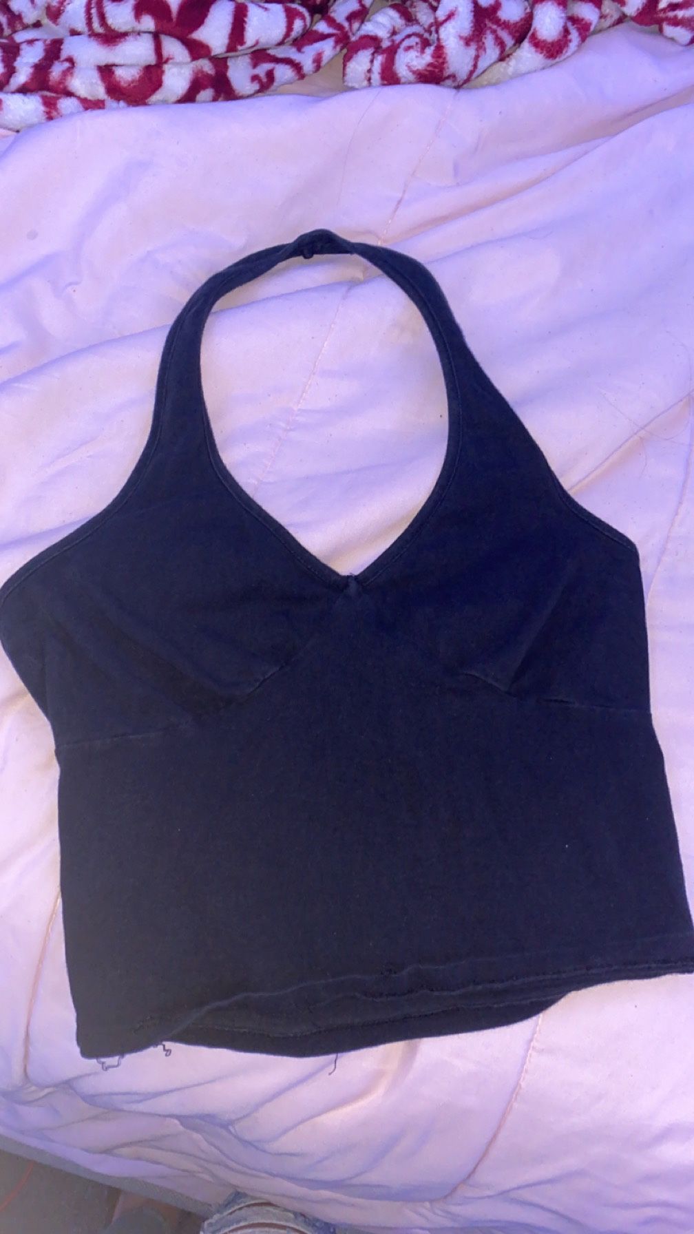 black cropped halter top size small