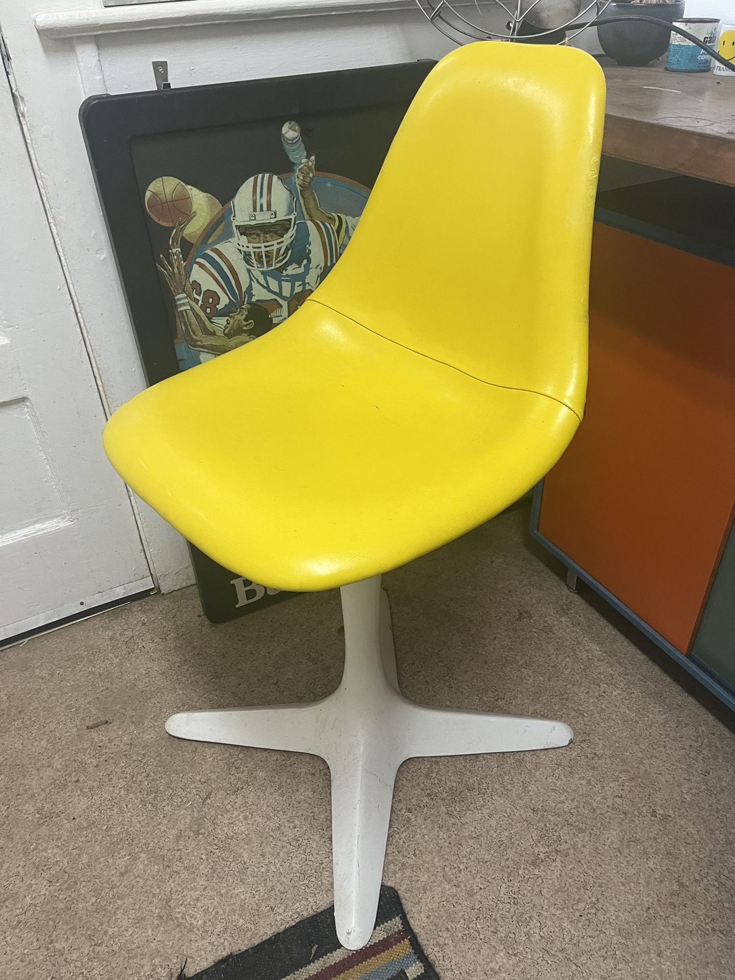 Burke, Mid Century Yellow Bar Stool