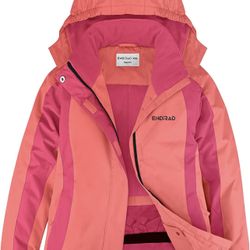 Girl's Waterproof Ski Jacket,Warm Winter Snow Coat,Hooded Fleece Outwear,Windproof RainCoat