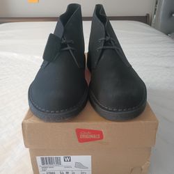 New Clarks Men Desert Boot black suede Shoes Sz 11 M