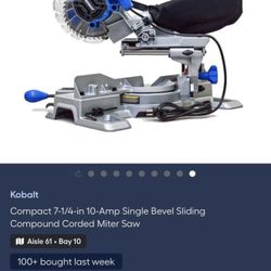 Kobalt Compact 7-1/4-in 10-Amp Single Bevel Sliding Compound Corded Miter Saw
