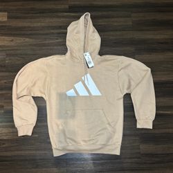 Size Small - Adidas Men Big Logo Hoodie Sweatshirt Warm Sandstone