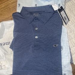 New Vineyard Vines Golf St Jean Stripe Sankaty Polo Shirt  Blue Depth Mens Large
