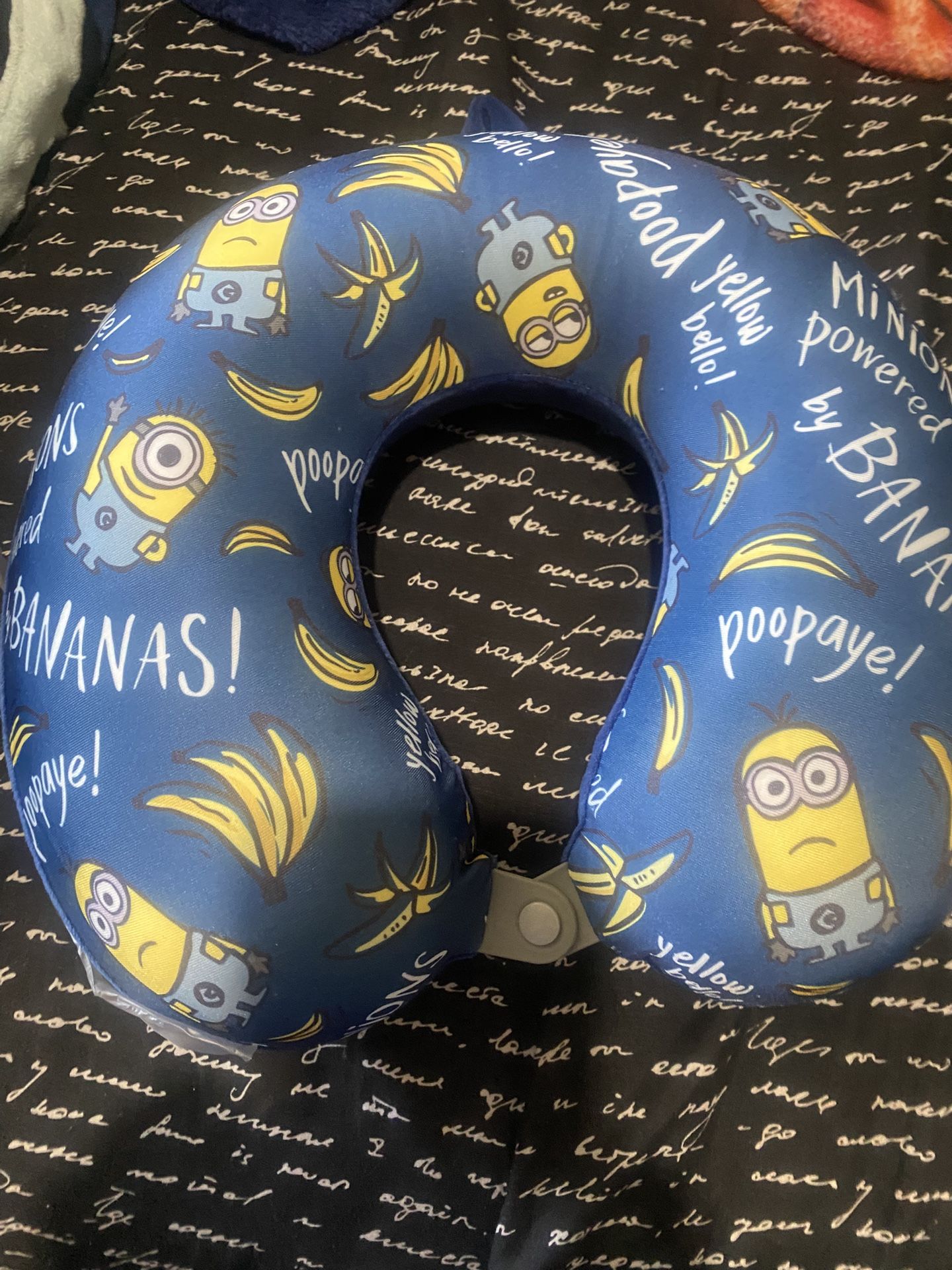 New Minions Travel Neck Pillow with , Cute Cartoon 100% Memory Foam Neck Support Pillow, Lightweight Travelling Pillow Set for Airplane, Car and H