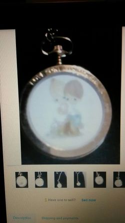 Precious Moments love one another Valdawn pocket watch gold tone necklace 30 inch chain